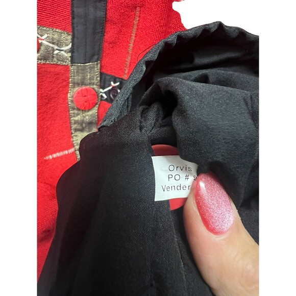 90s Orvis Cotton Tapestry Funky Artsy Jacket Red Tribal Button Up Women’s Large - Picture 12 of 15